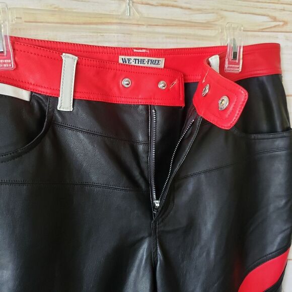 We The Free High Rise Color Block Rebel Vegan Leather Cropped Pants Size 12 - Picture 10 of 15